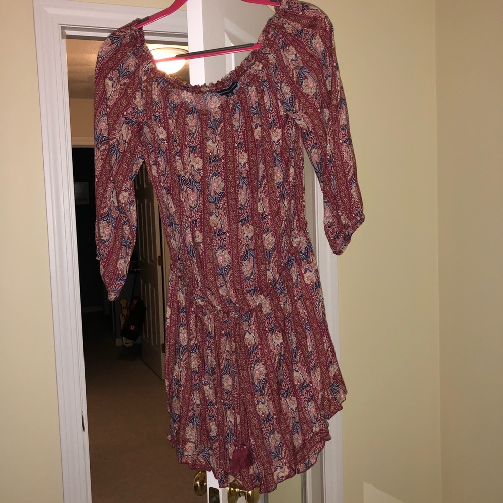 Off the shoulder printer romper
